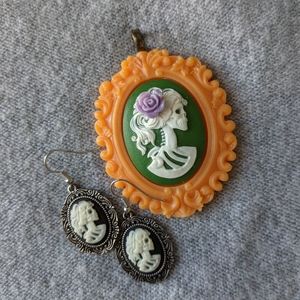 Skull Pendant And Earrings